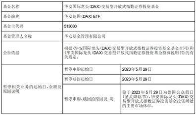 关于华安纳斯达克100交易型 开放式指数证券投资基金（QDII） 因境外主要市场节假日 暂停申购、赎回的公告