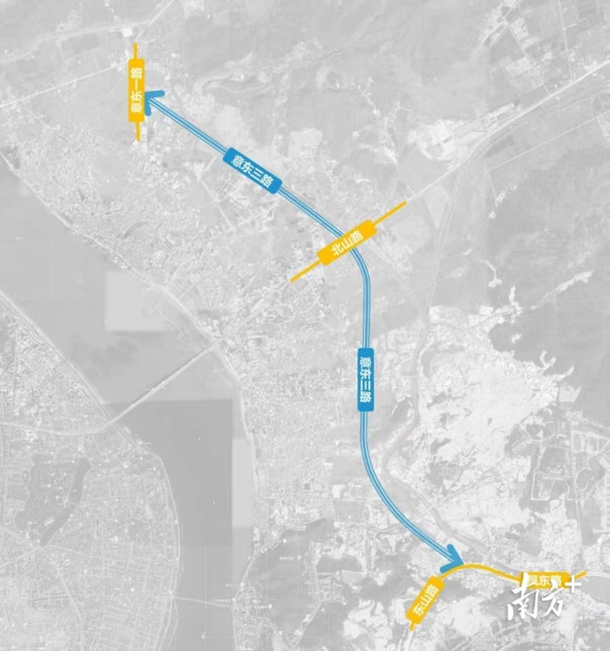 意东三路部分路段已通车，预计9月底全线贯通